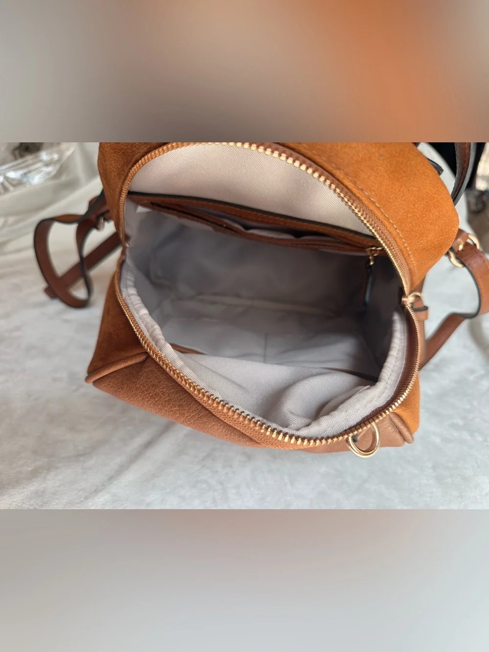 LC Lauren Conrad Small Brown Faux-Leather Backpack with Heart Charm